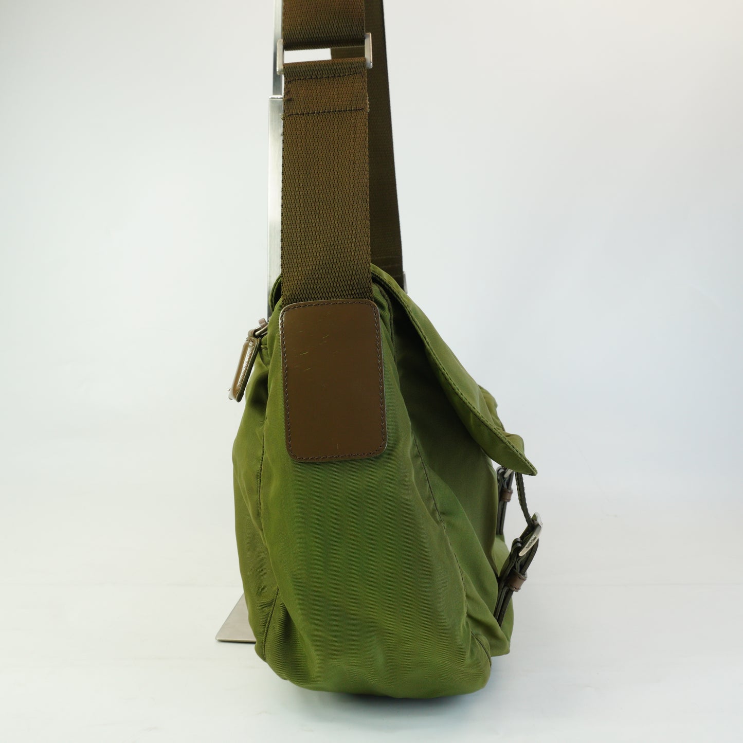 Prada Nylon Mesenger Bag Army Green Medium SHW