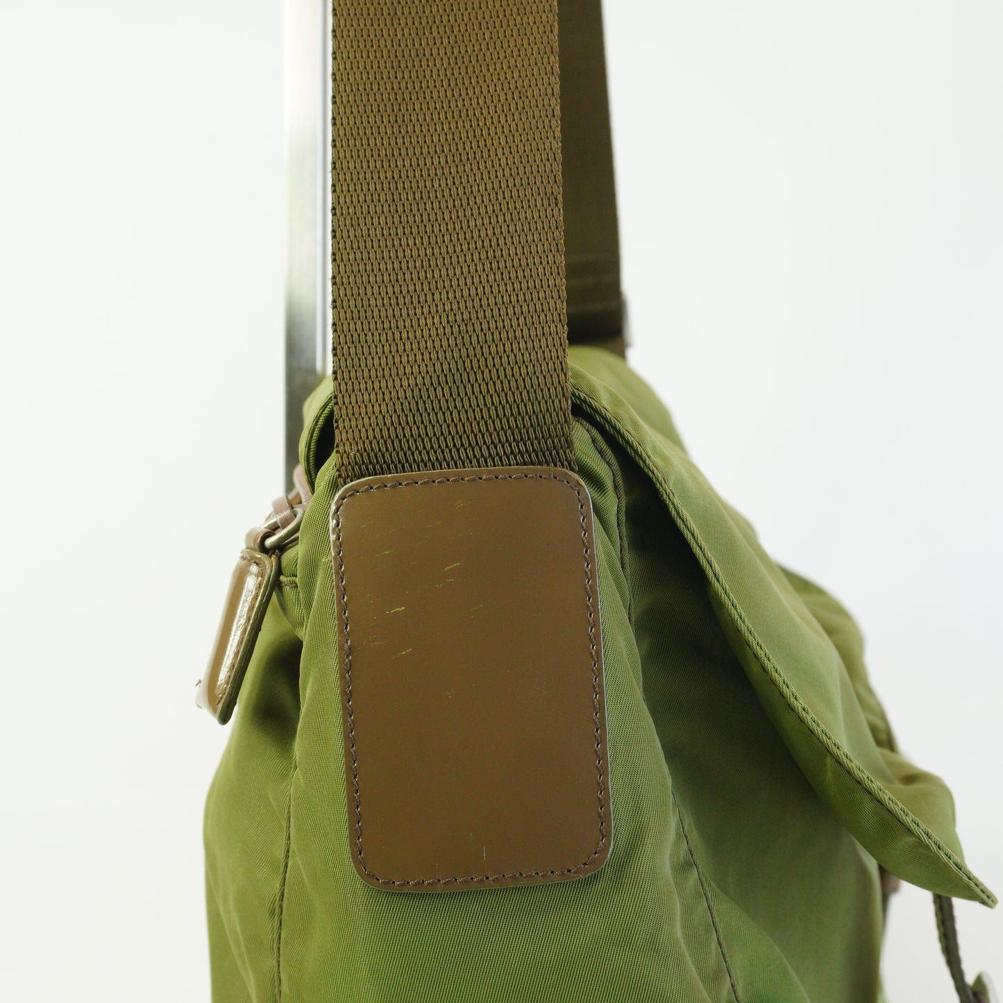 Prada Nylon Mesenger Bag Army Green Medium SHW