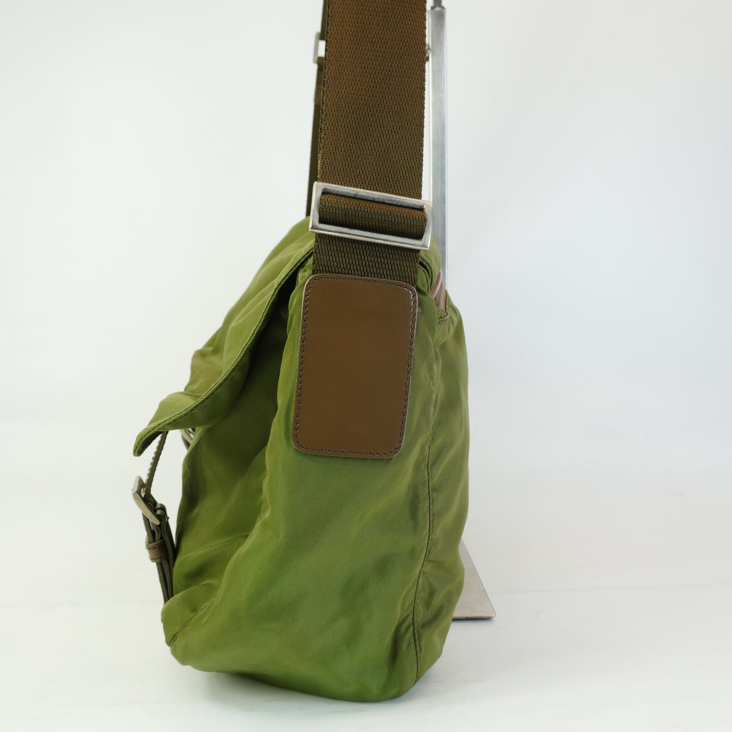 Prada Nylon Mesenger Bag Army Green Medium SHW