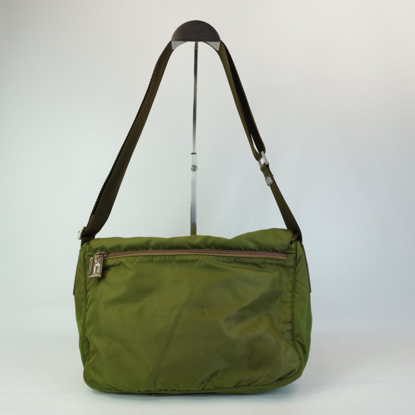 Prada Nylon Mesenger Bag Army Green Medium SHW