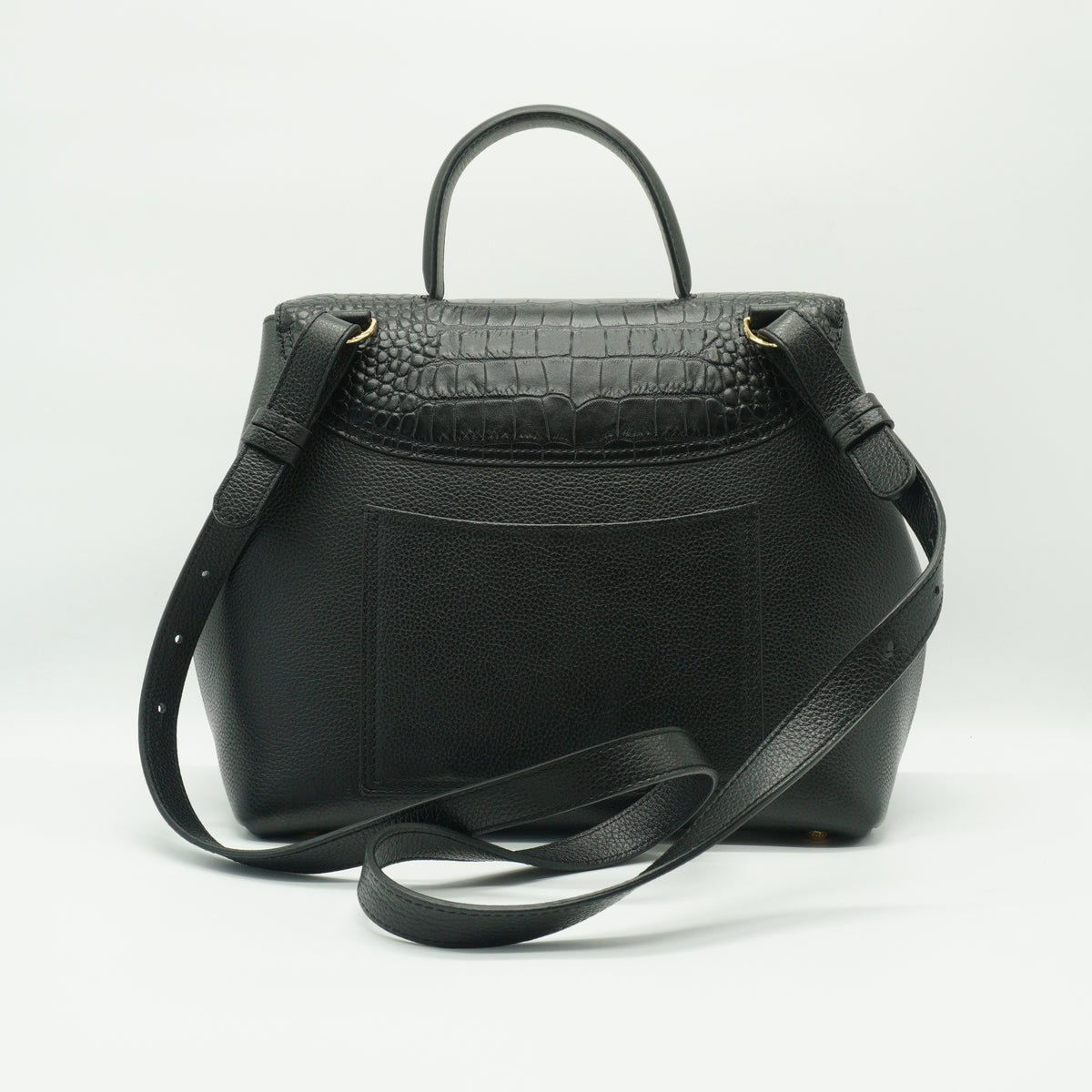 Polene Numero Un Crocodile Flap Black Medium GHW