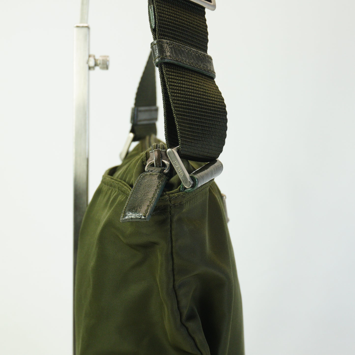 Prada Nylon Messenger Bag Army Green Medium SHW