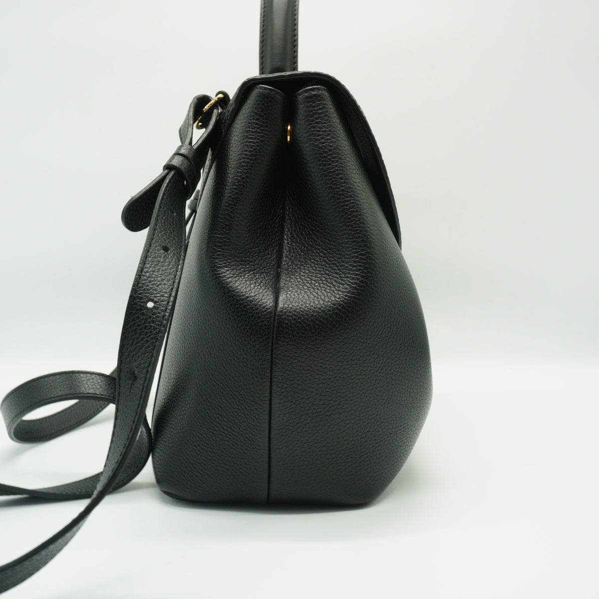 Polene Numero Un Crocodile Flap Black Medium GHW