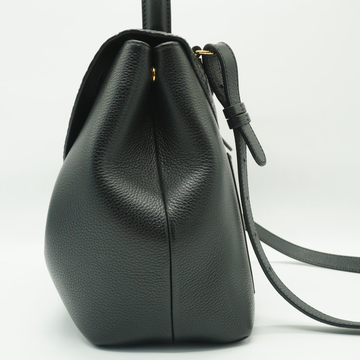 Polene Numero Un Crocodile Flap Black Medium GHW