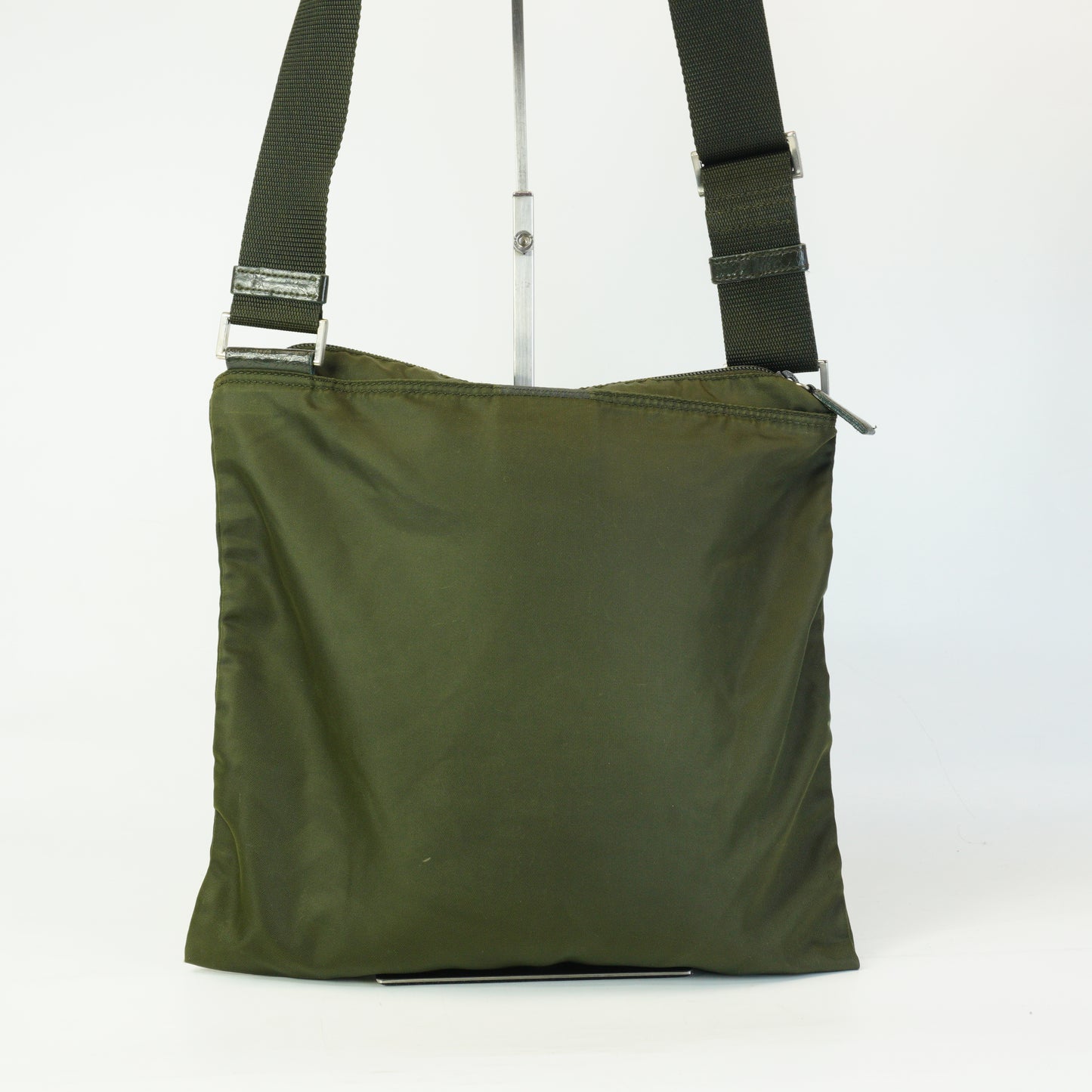 Prada Nylon Messenger Bag Army Green Medium SHW