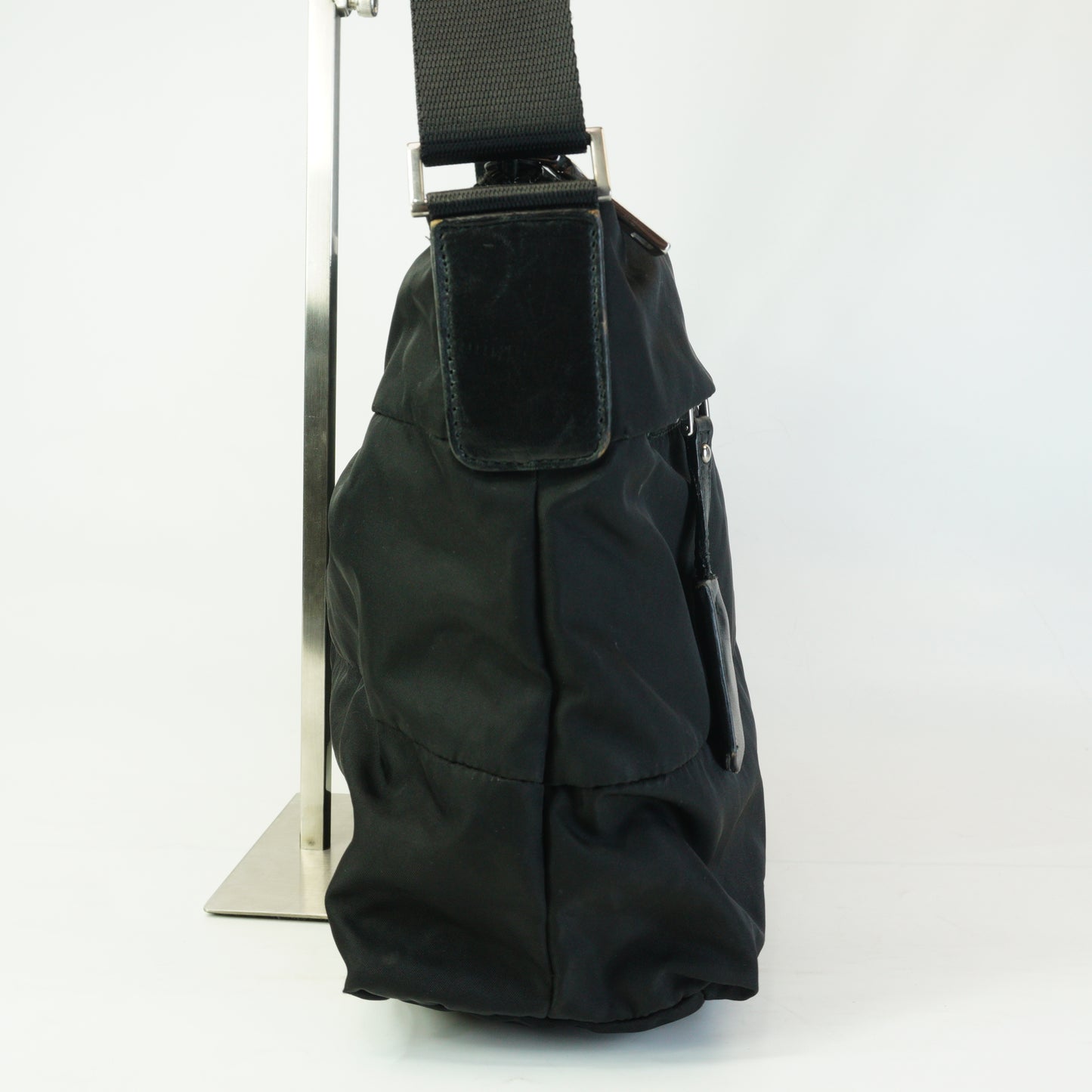 Prada Nylon Messenger Bag Black Large SHW
