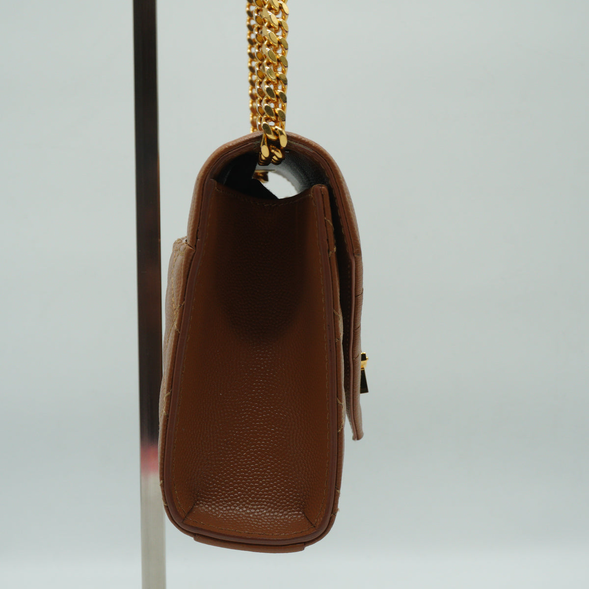 YSL	Cassandre Envelope Small Grained Leather Caramel GHW