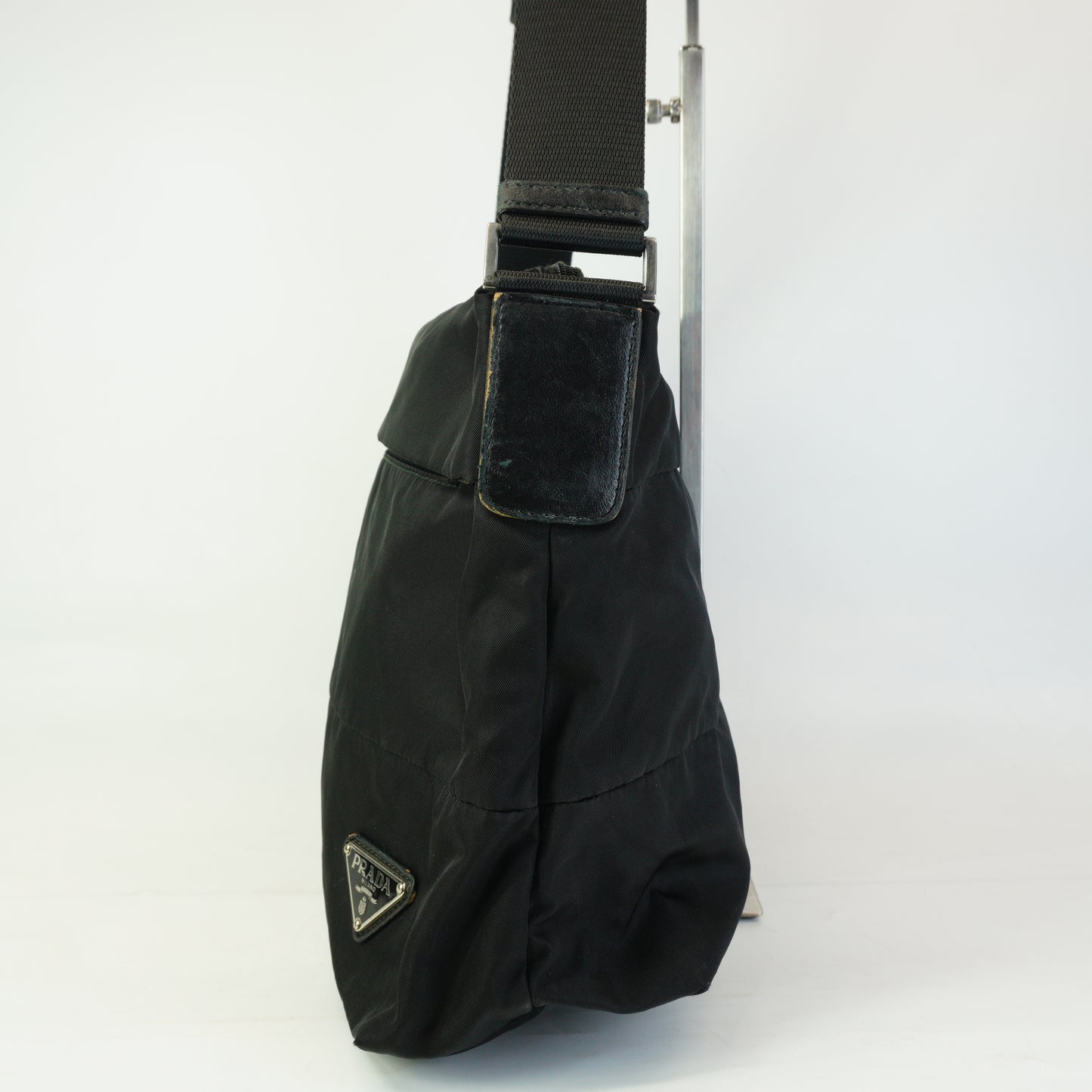 Prada Nylon Messenger Bag Black Large SHW