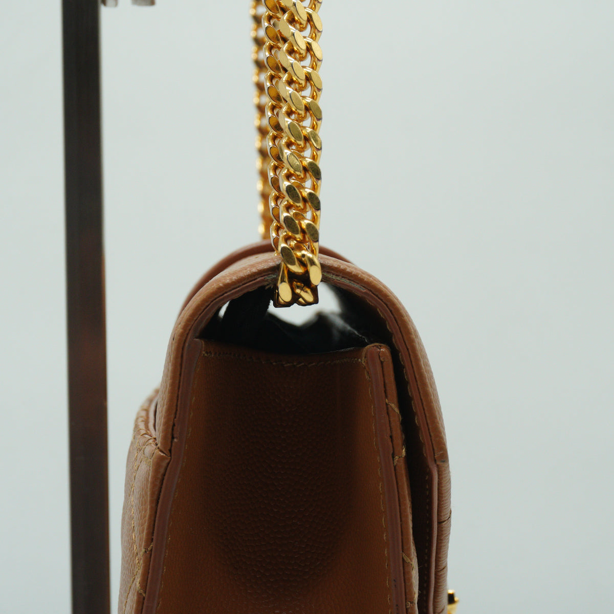 YSL	Cassandre Envelope Small Grained Leather Caramel GHW