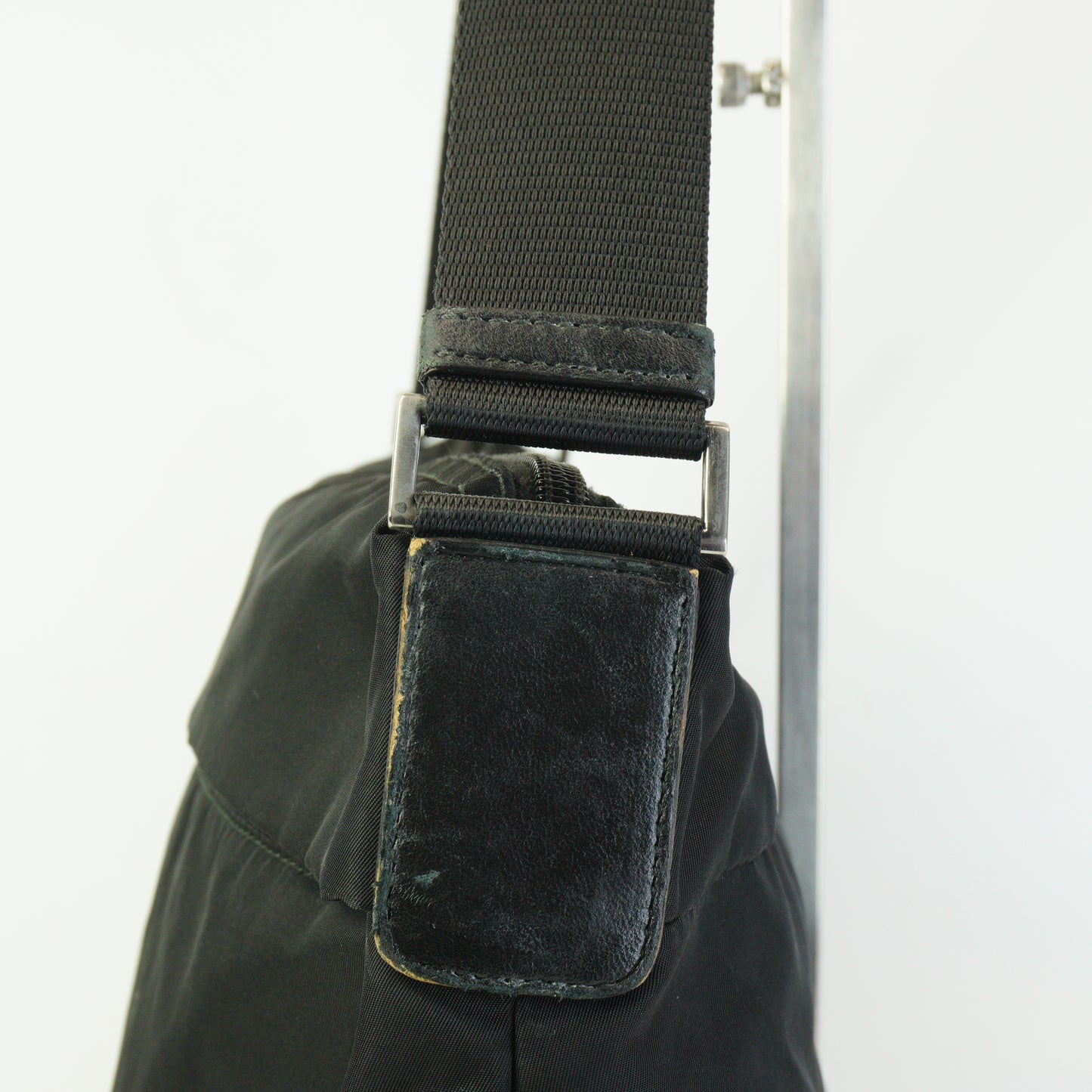 Prada Nylon Messenger Bag Black Large SHW