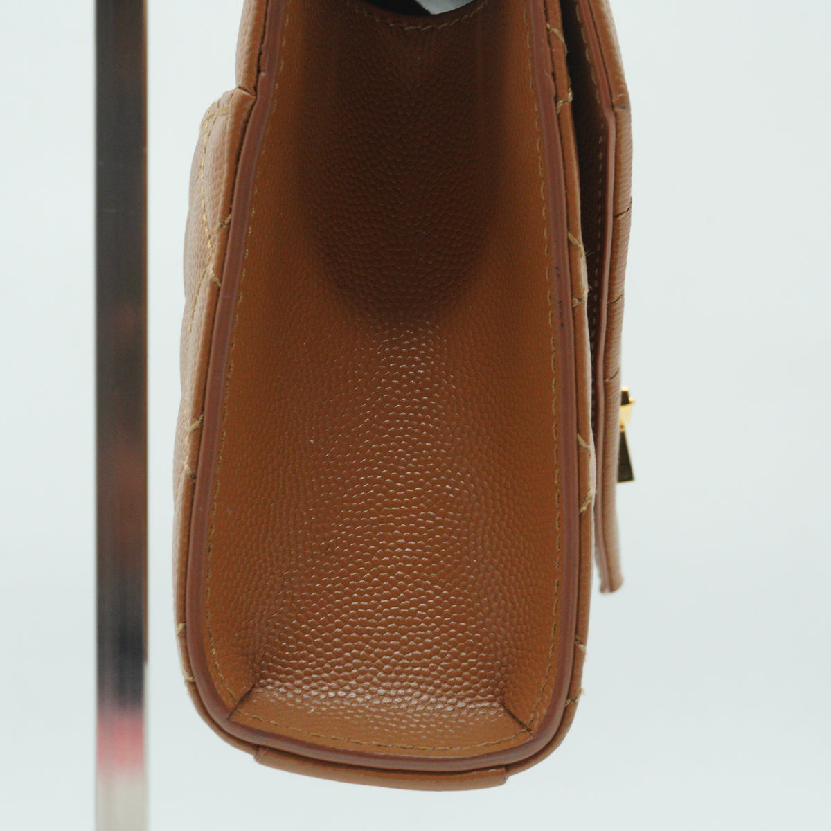 YSL	Cassandre Envelope Small Grained Leather Caramel GHW