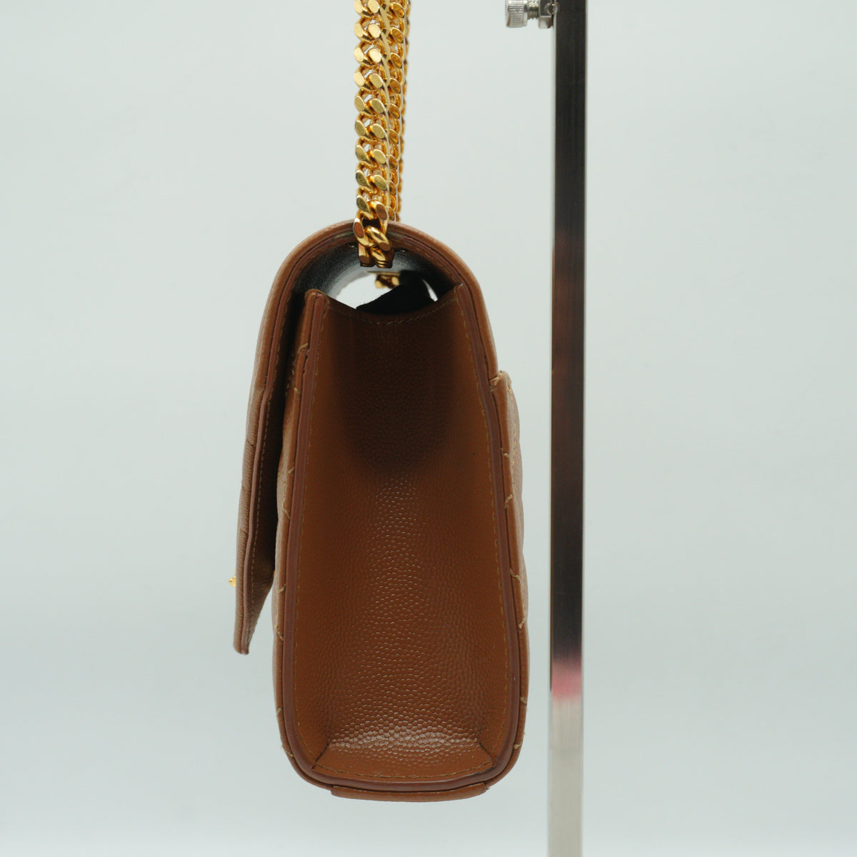 YSL	Cassandre Envelope Small Grained Leather Caramel GHW