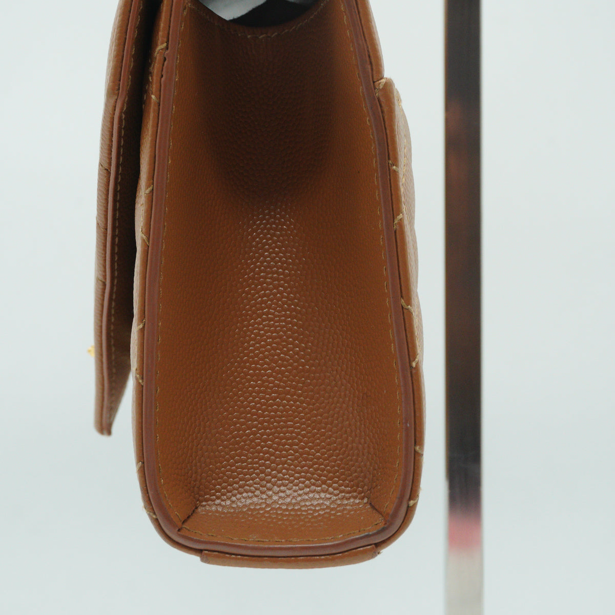 YSL	Cassandre Envelope Small Grained Leather Caramel GHW