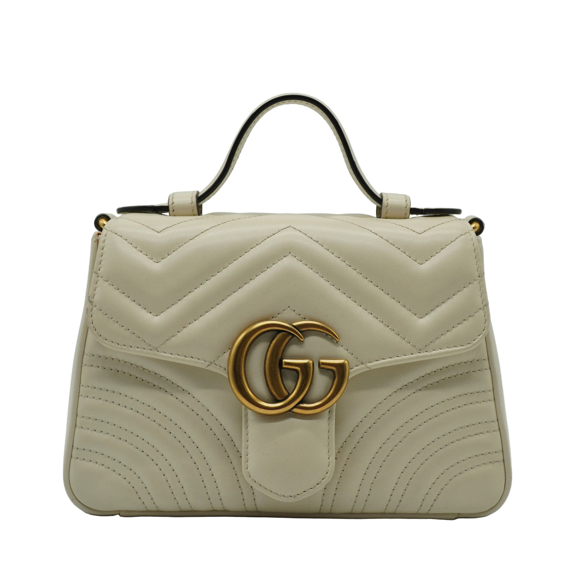 Gucci	GG Marmont Matelasse Top Handle Bag White GHW