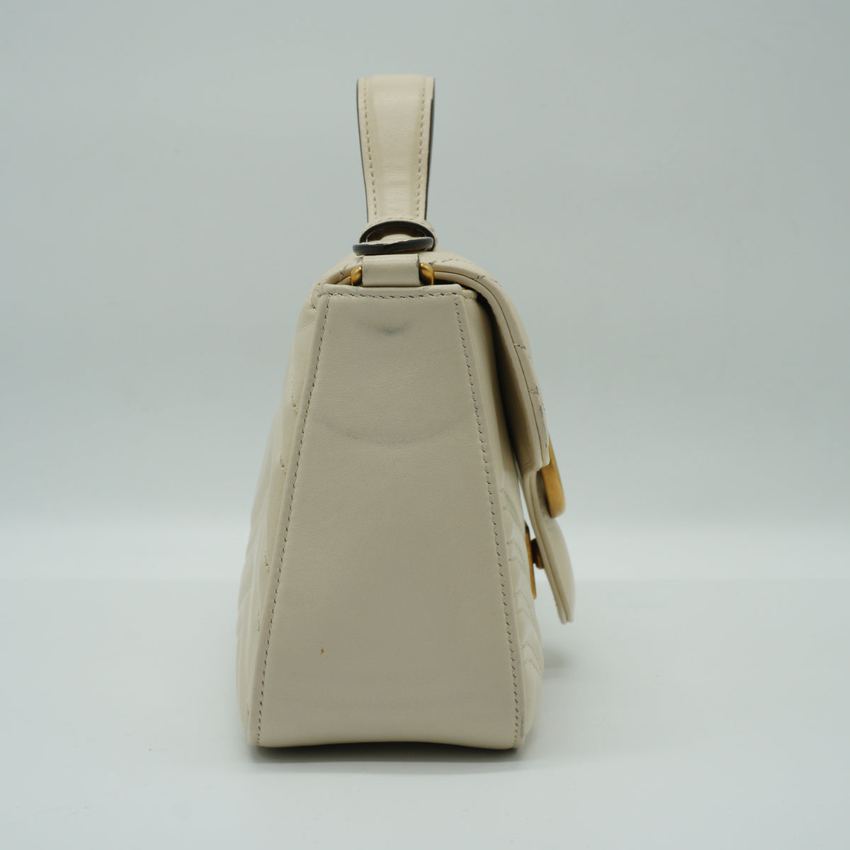 Gucci	GG Marmont Matelasse Top Handle Bag White GHW