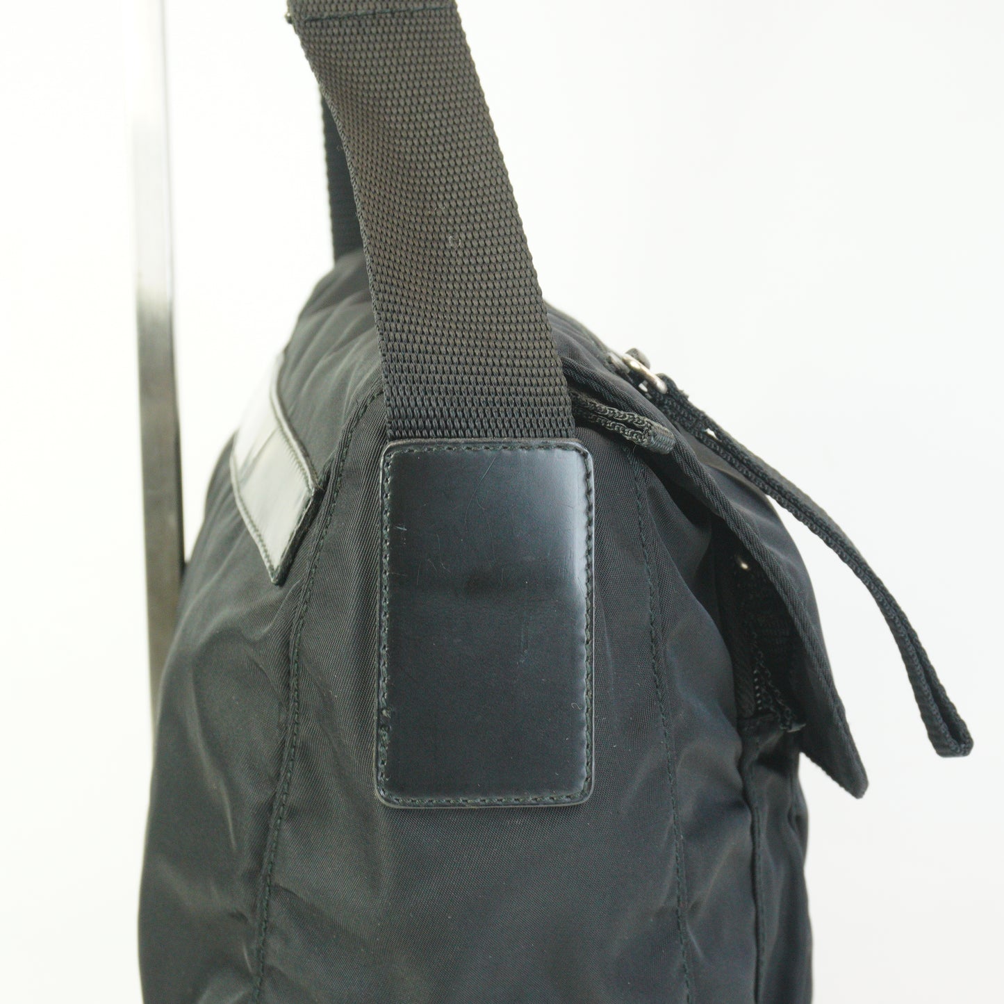 Prada Nylon Messenger Bag Black Medium SHW