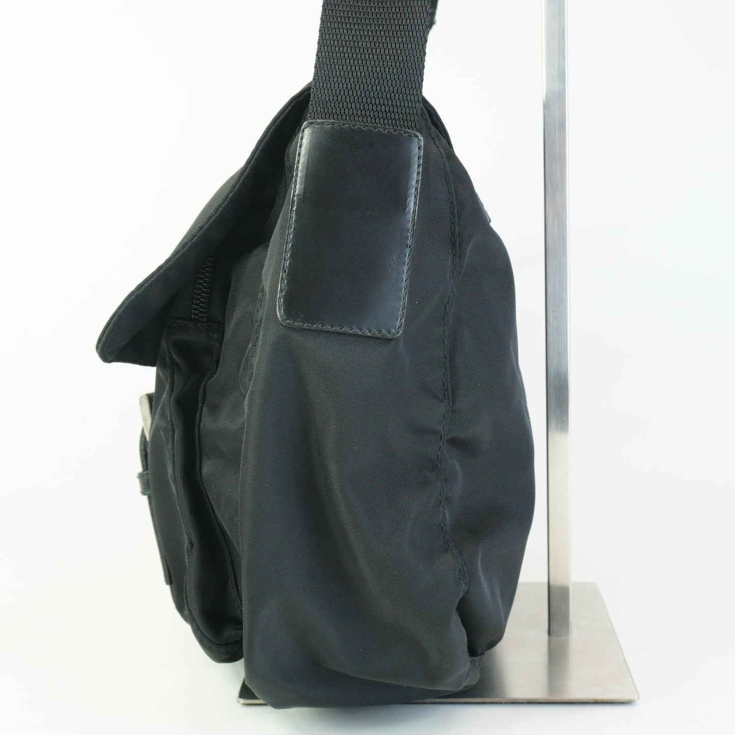Prada Nylon Messenger Bag Black Medium SHW