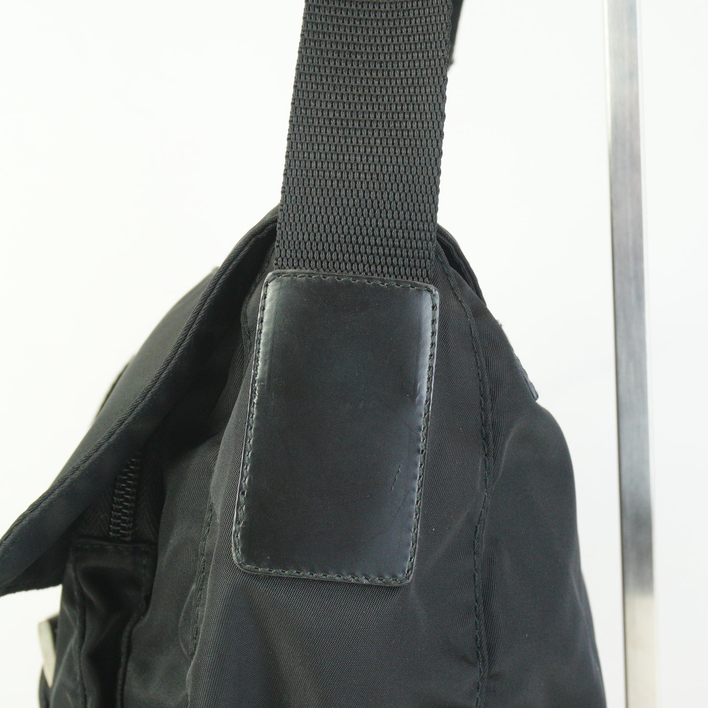 Prada Nylon Messenger Bag Black Medium SHW