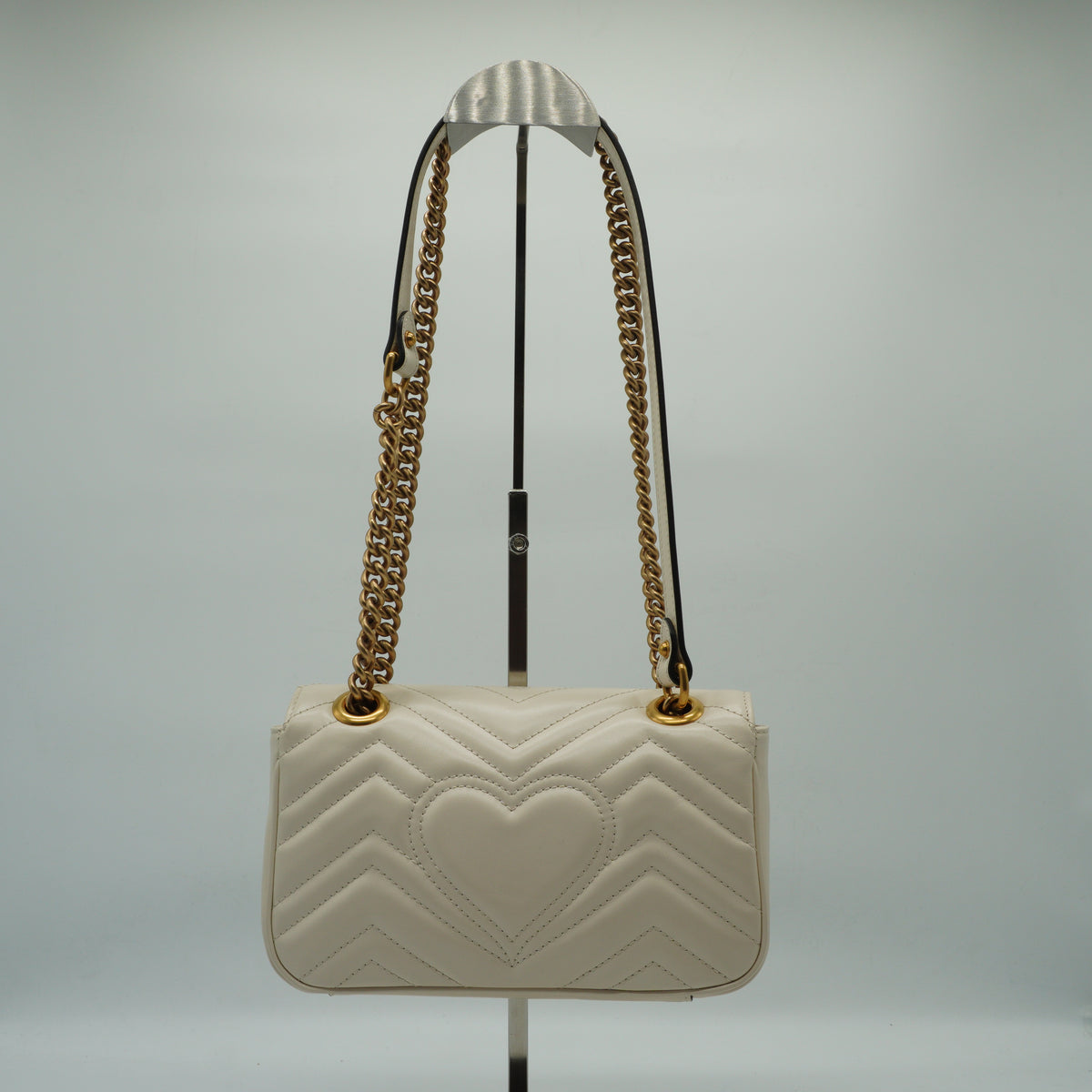 Gucci GG Marmont Matelassé Flap Shoulder Bag White GHW