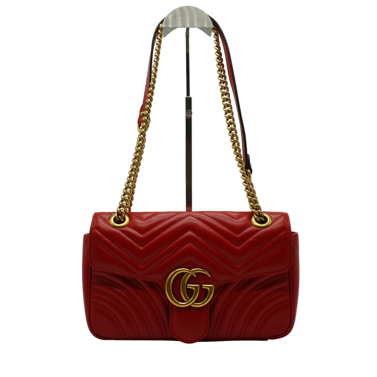Gucci GG Marmont Shoulder Bag Medium Red GHW