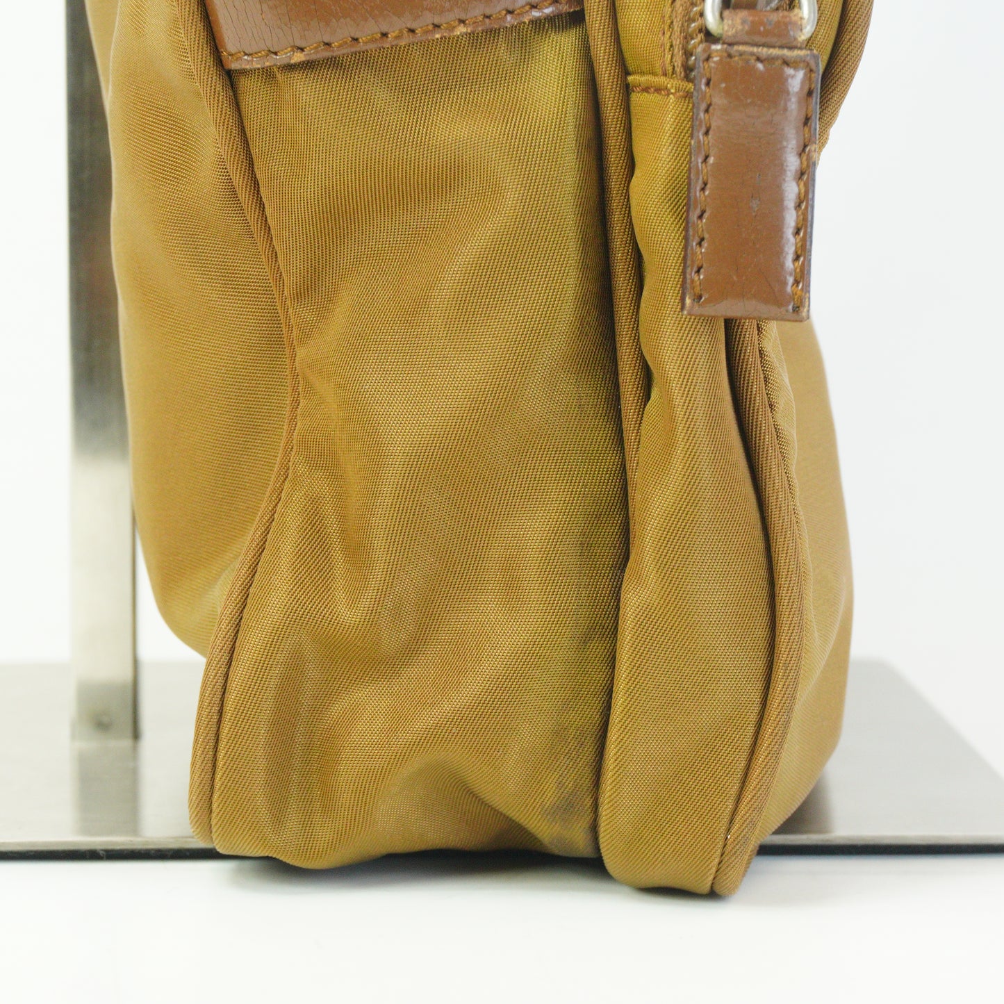 Prada Nylon Front Pocket Messenger Bag Gold Small SHW