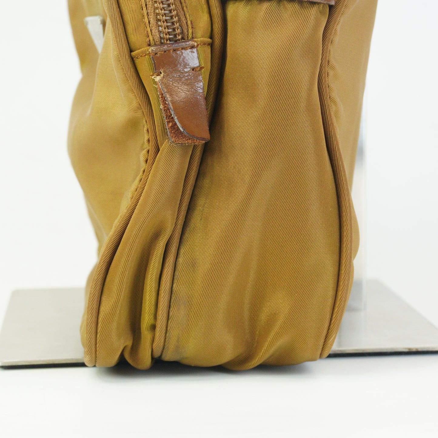 Prada Nylon Front Pocket Messenger Bag Gold Small SHW