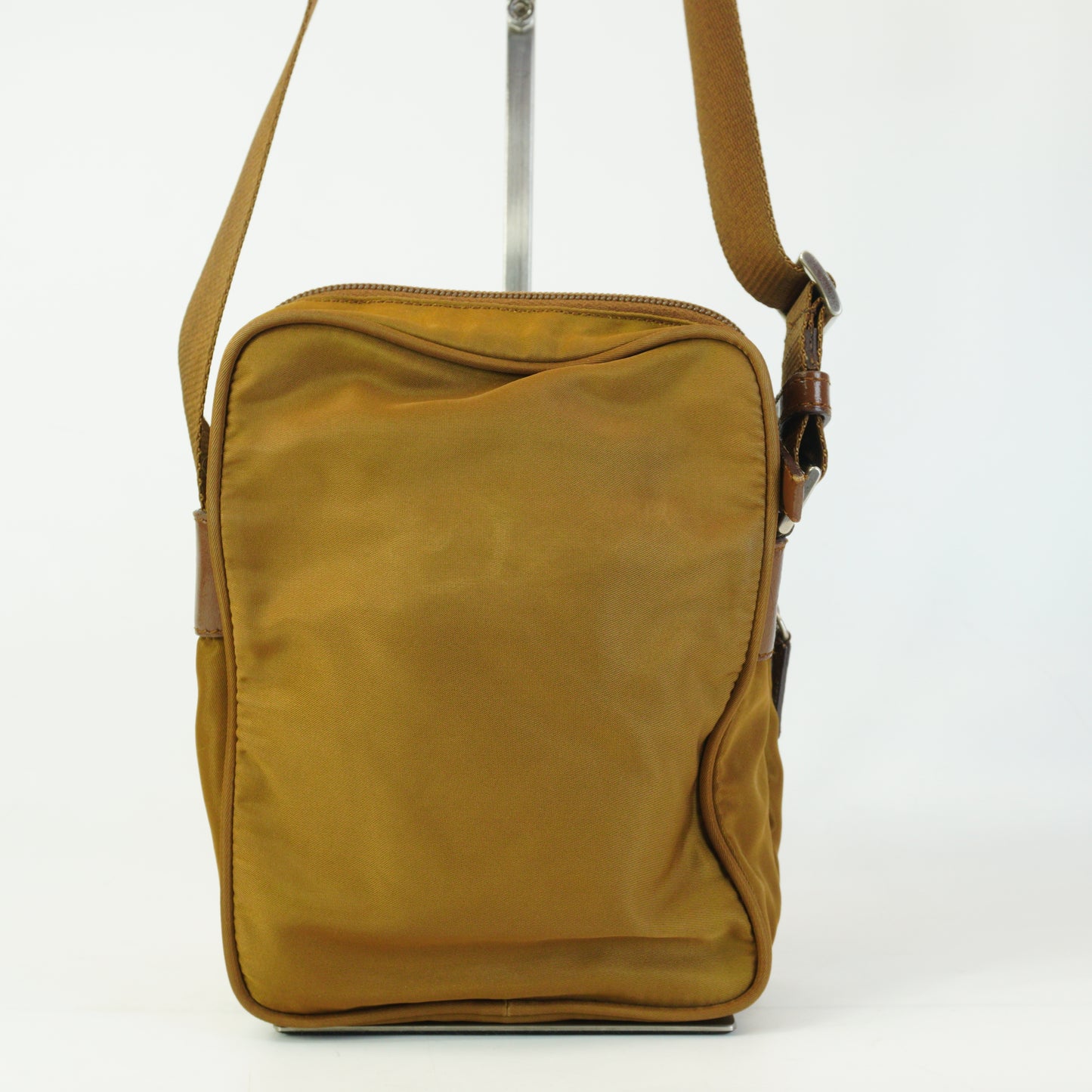 Prada Nylon Front Pocket Messenger Bag Gold Small SHW