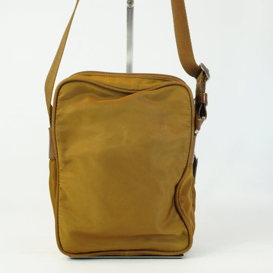 Prada Nylon Front Pocket Messenger Bag Gold Small SHW