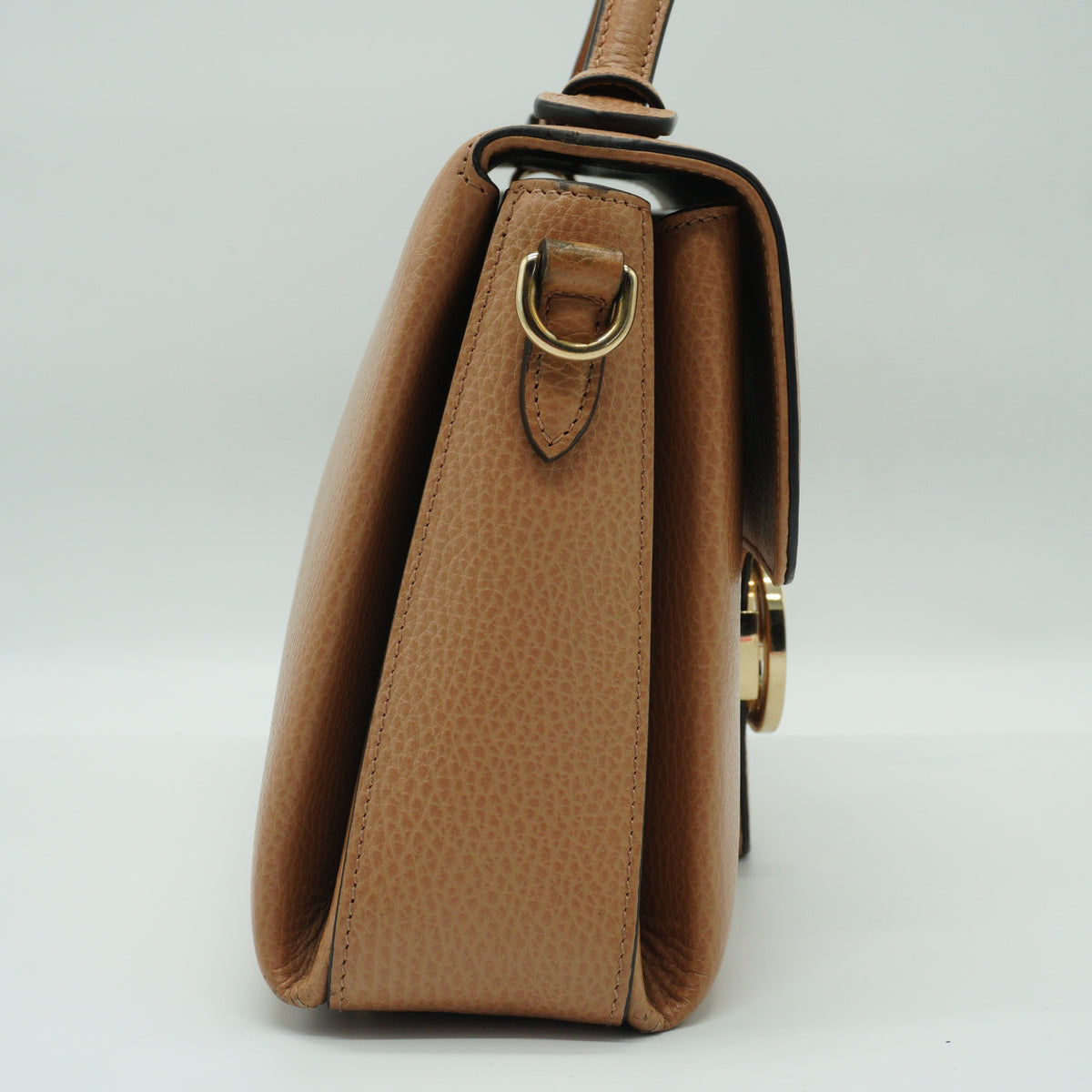 Gucci Dollar Interlocking GG Small Calfskin Top Handle Beige GHW