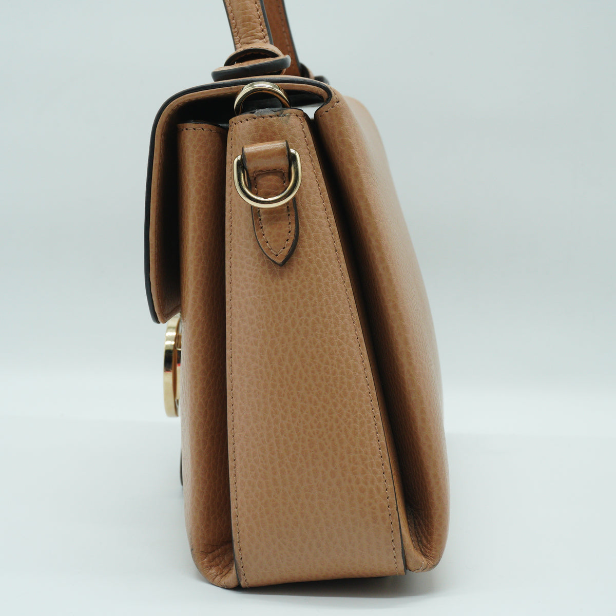 Gucci Dollar Interlocking GG Small Calfskin Top Handle Beige GHW