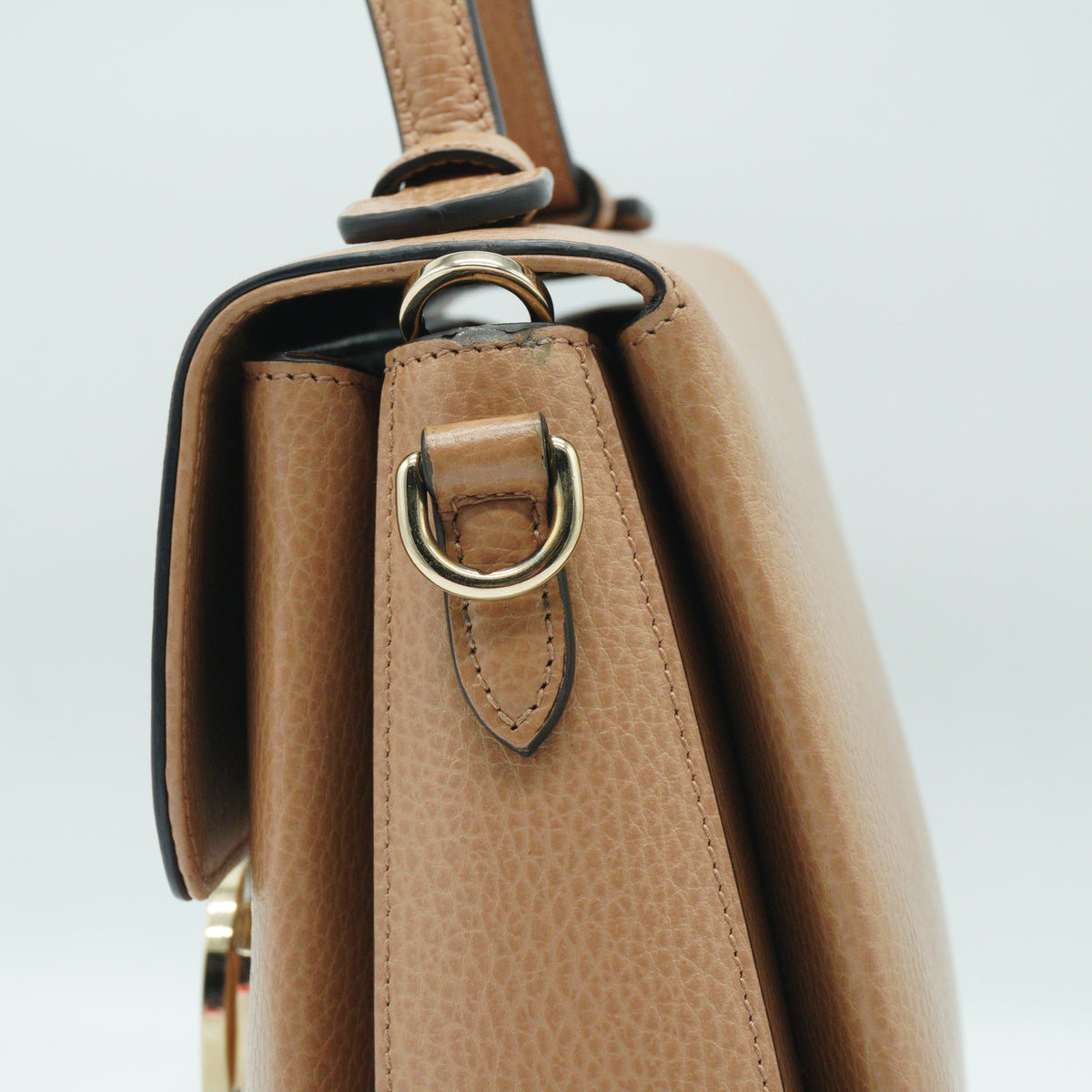 Gucci Dollar Interlocking GG Small Calfskin Top Handle Beige GHW