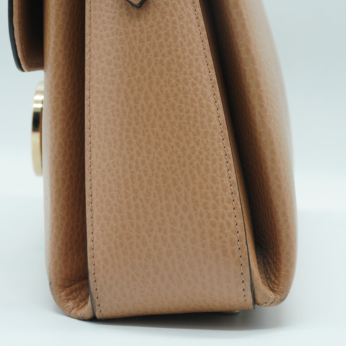 Gucci Dollar Interlocking GG Small Calfskin Top Handle Beige GHW