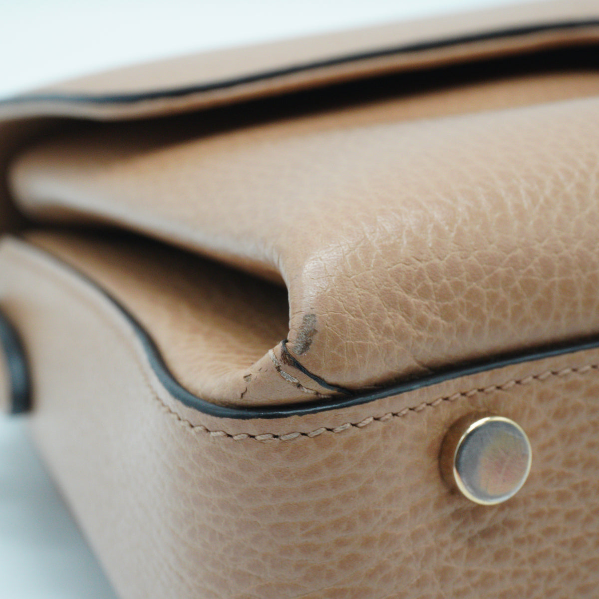 Gucci Dollar Interlocking GG Small Calfskin Top Handle Beige GHW
