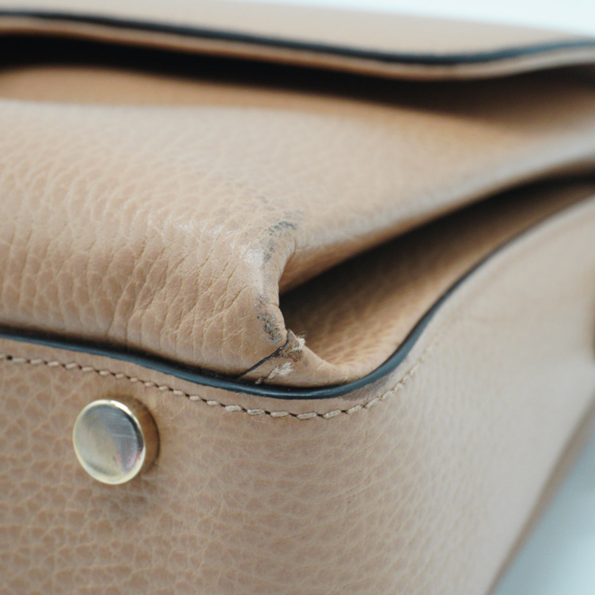 Gucci Dollar Interlocking GG Small Calfskin Top Handle Beige GHW