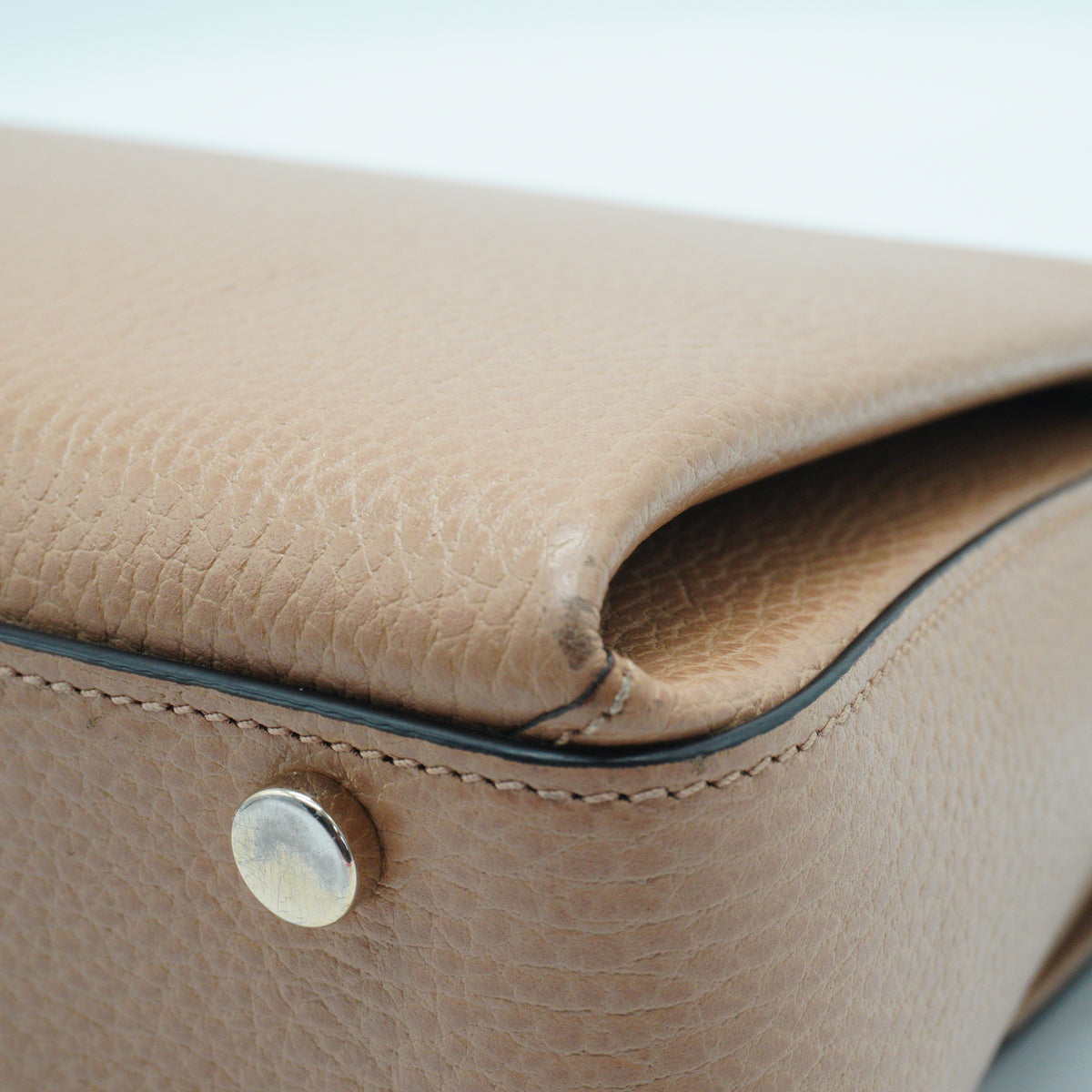 Gucci Dollar Interlocking GG Small Calfskin Top Handle Beige GHW