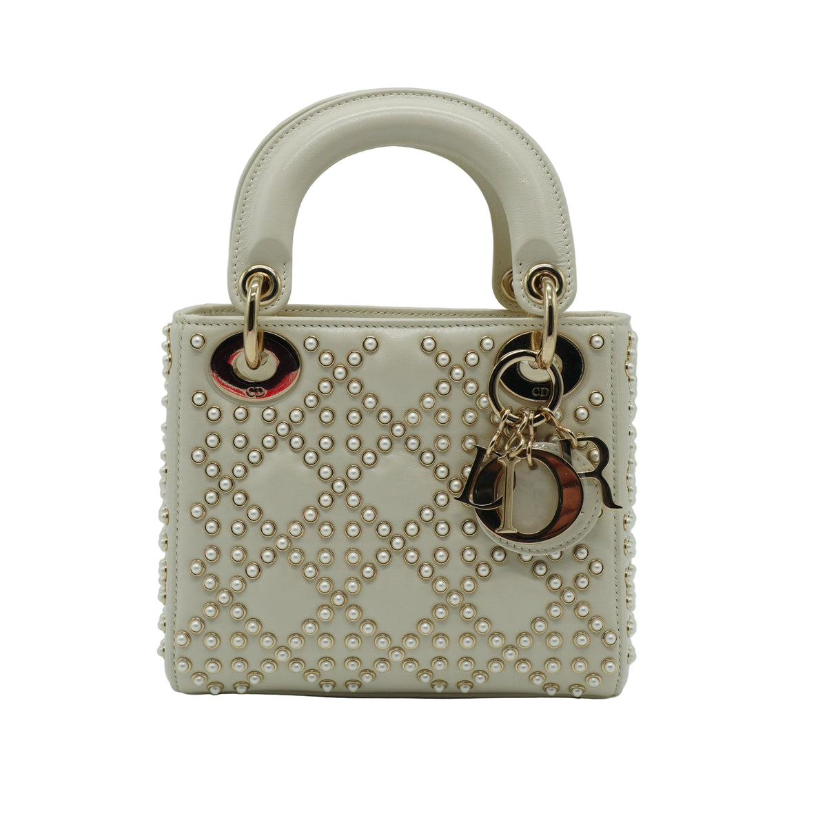 Dior	Lady Dior Bag with Pearl White GHW
