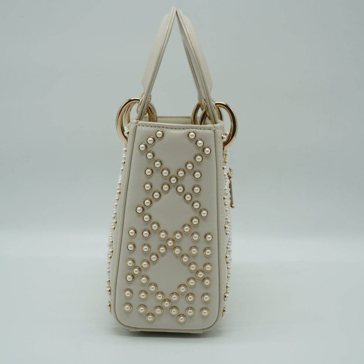 Dior	Lady Dior Bag with Pearl White GHW