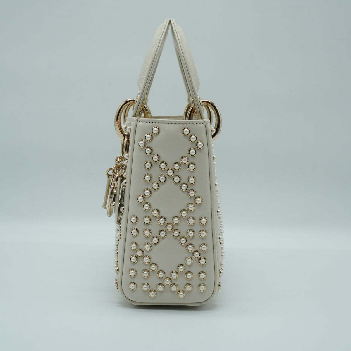 Dior	Lady Dior Bag with Pearl White GHW
