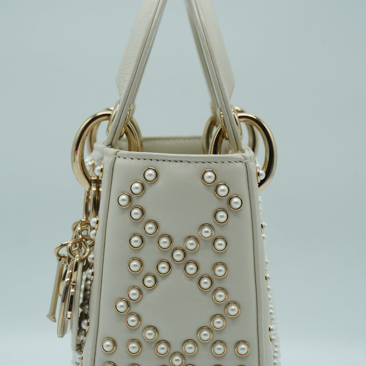 Dior	Lady Dior Bag with Pearl White GHW