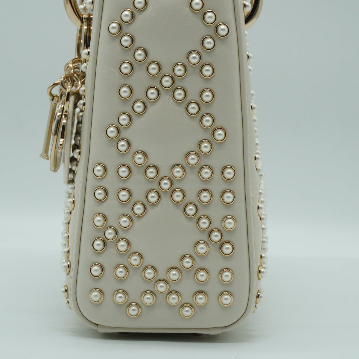 Dior	Lady Dior Bag with Pearl White GHW