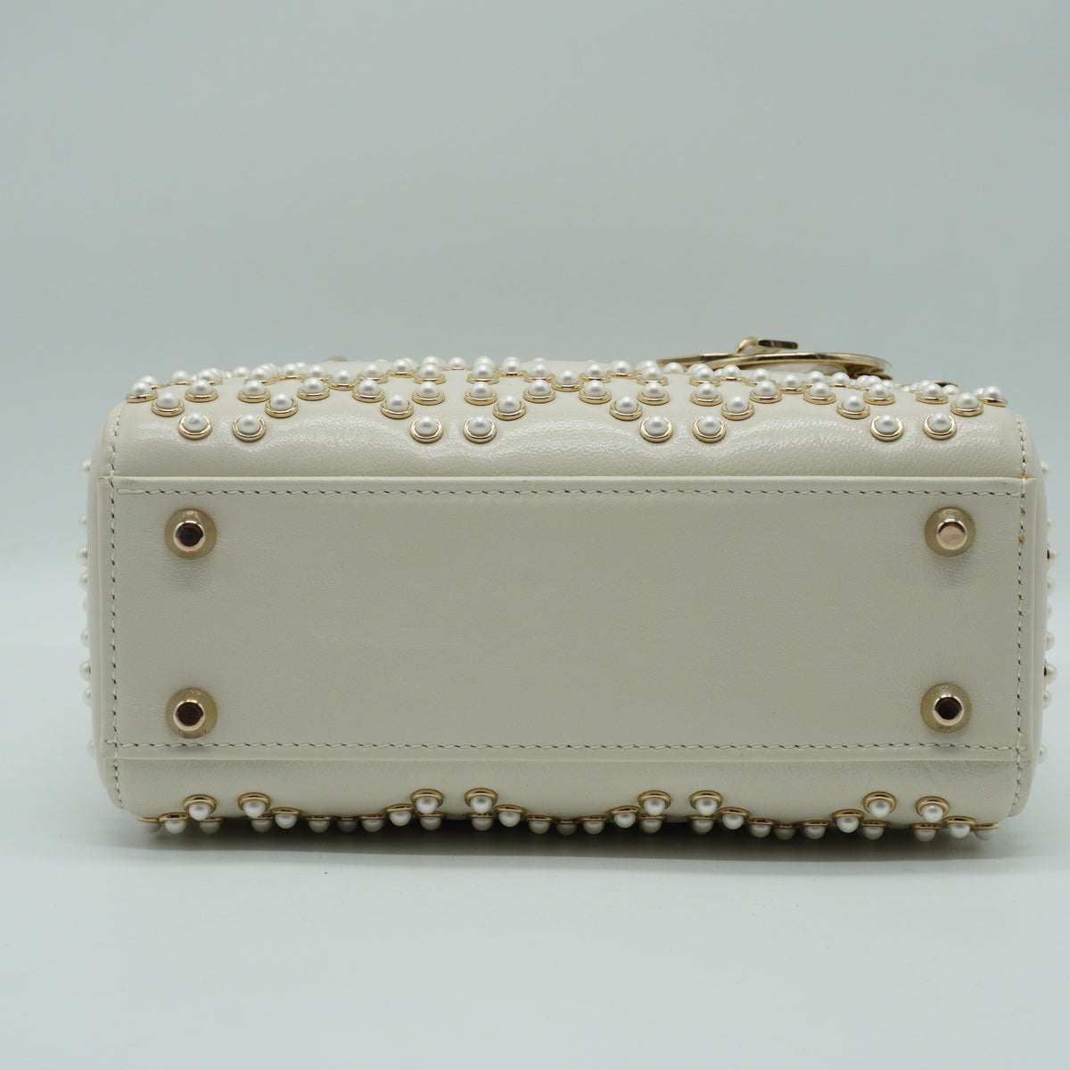 Dior	Lady Dior Bag with Pearl White GHW