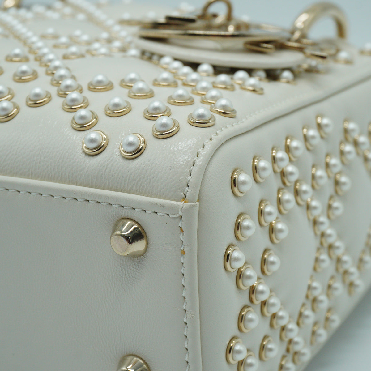 Dior	Lady Dior Bag with Pearl White GHW