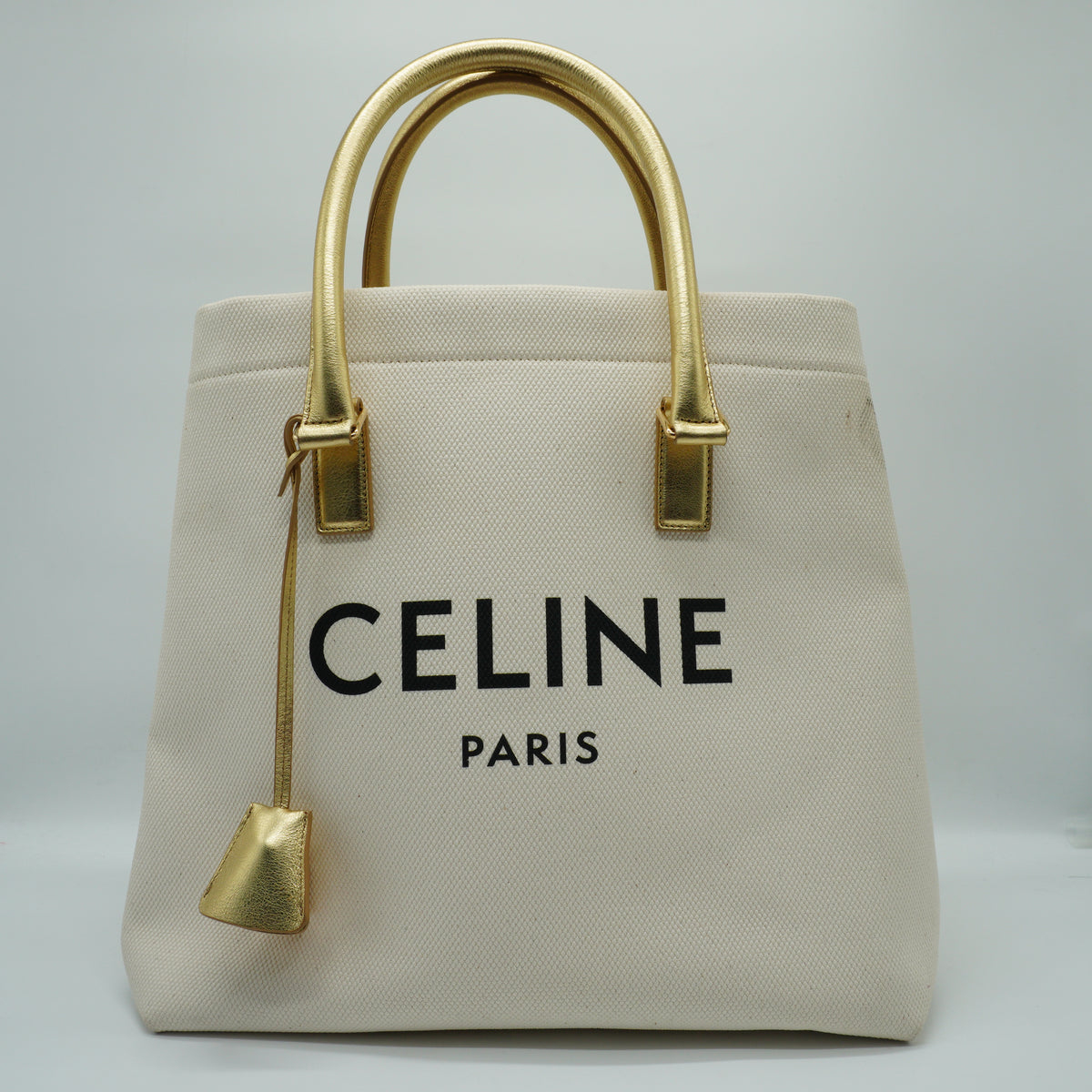 Celine	Horizontal Cabas Celine in Textile and Calfskin Metallic Gold GHW