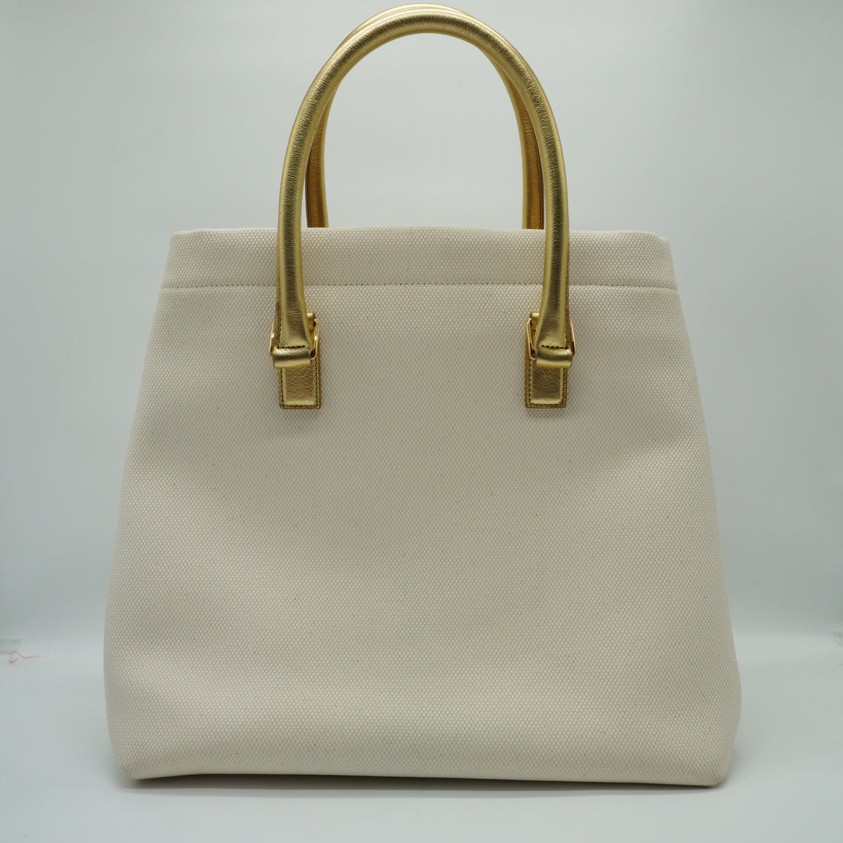 Celine	Horizontal Cabas Celine in Textile and Calfskin Metallic Gold GHW