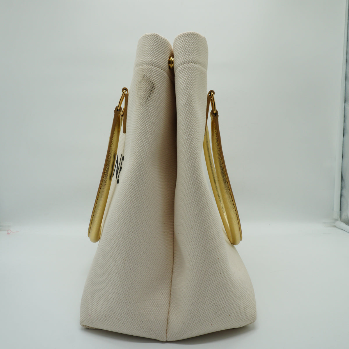 Celine	Horizontal Cabas Celine in Textile and Calfskin Metallic Gold GHW