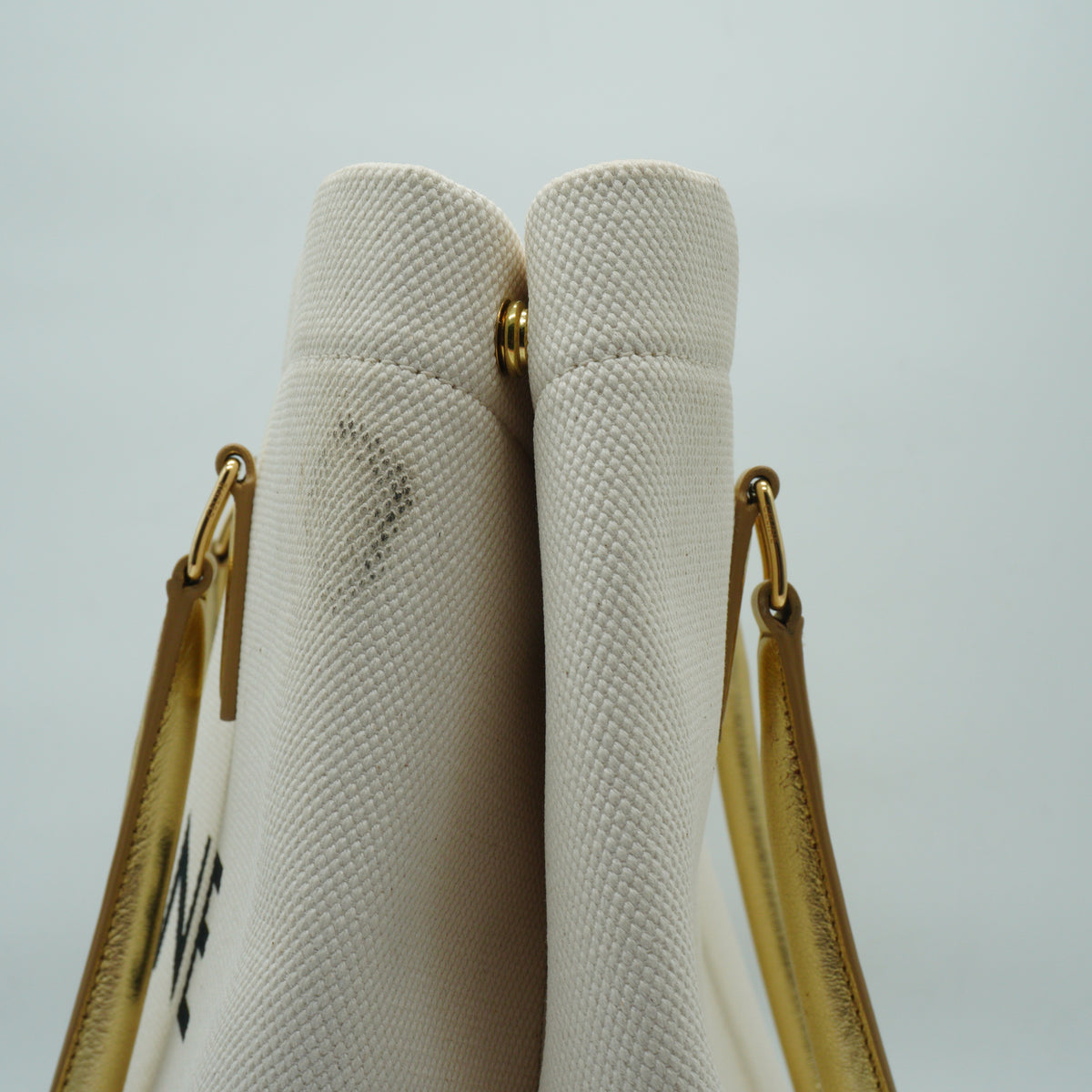 Celine	Horizontal Cabas Celine in Textile and Calfskin Metallic Gold GHW