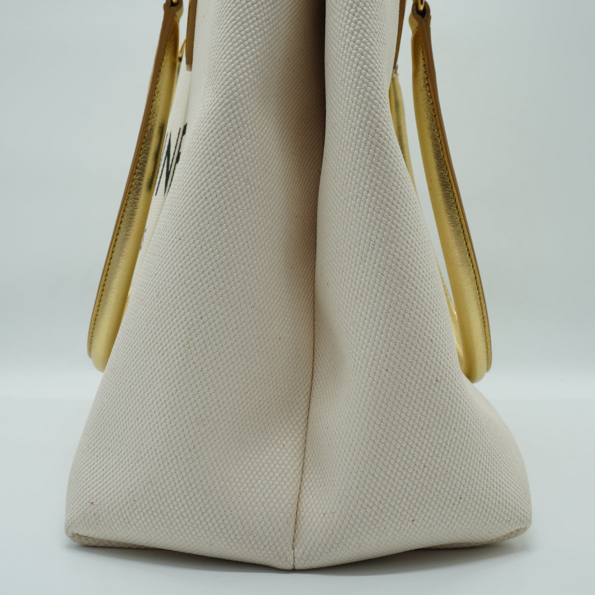 Celine	Horizontal Cabas Celine in Textile and Calfskin Metallic Gold GHW