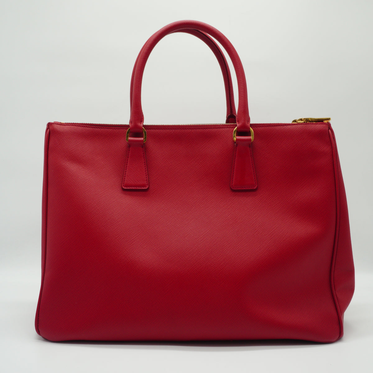 Prada	Galleria Saffiano Large Double Zip Tote Red GHW