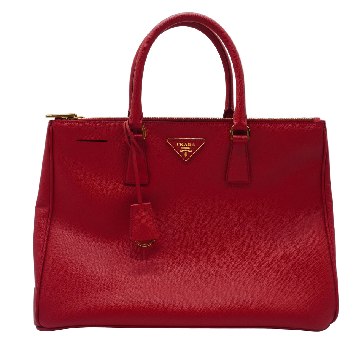 Prada	Galleria Saffiano Large Double Zip Tote Red GHW
