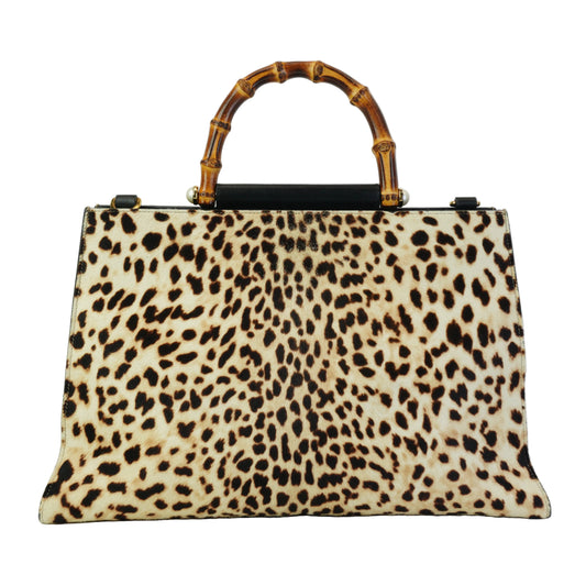 Gucci Bamboo  Calfhair Nymphaea Bag GHW Large